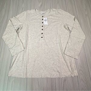 J. Jill Speckled Cream Long Sleeve Top